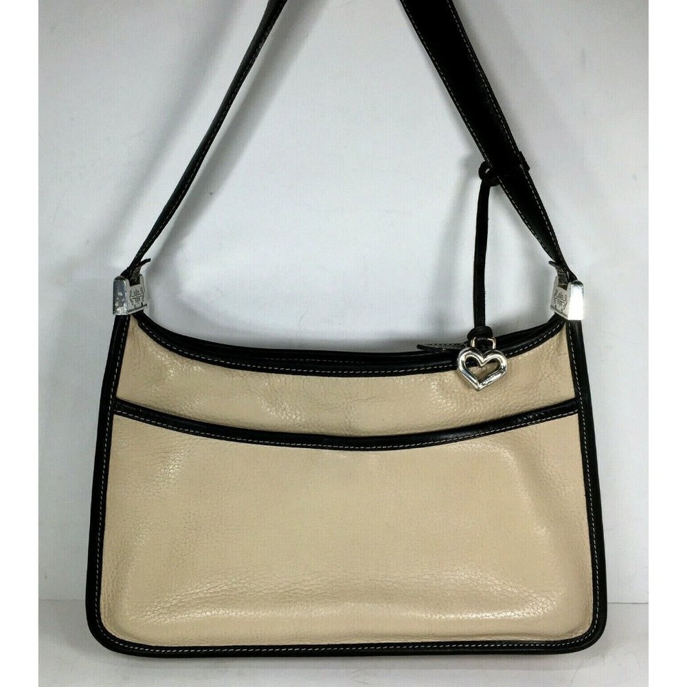 Brighton Beige Leather with Black Trim Shoulder Bag